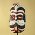 African Tribal Wall Art Kifwebe Mask, Songye Congo Striped Carved Wood-G6206