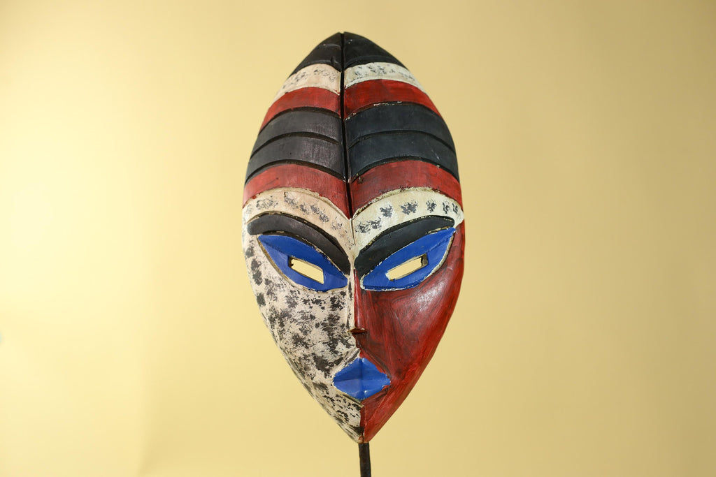 Hand Carved African Face Mask – Painted Wooden Tribal Wall Mask-G6207