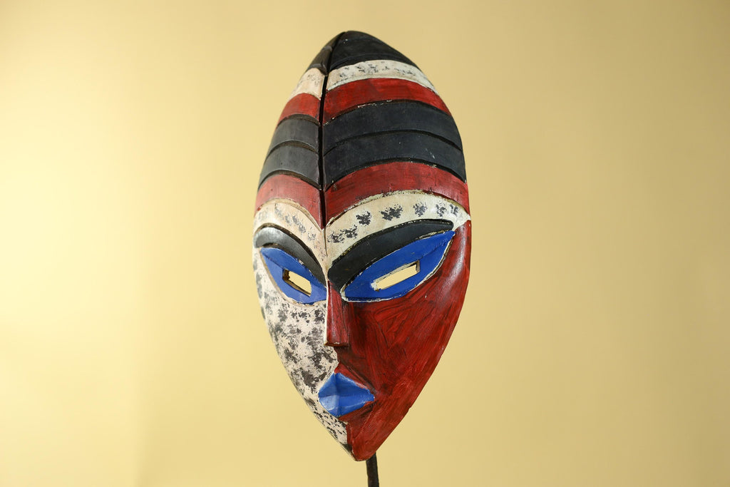 Hand Carved African Face Mask – Painted Wooden Tribal Wall Mask-G6207