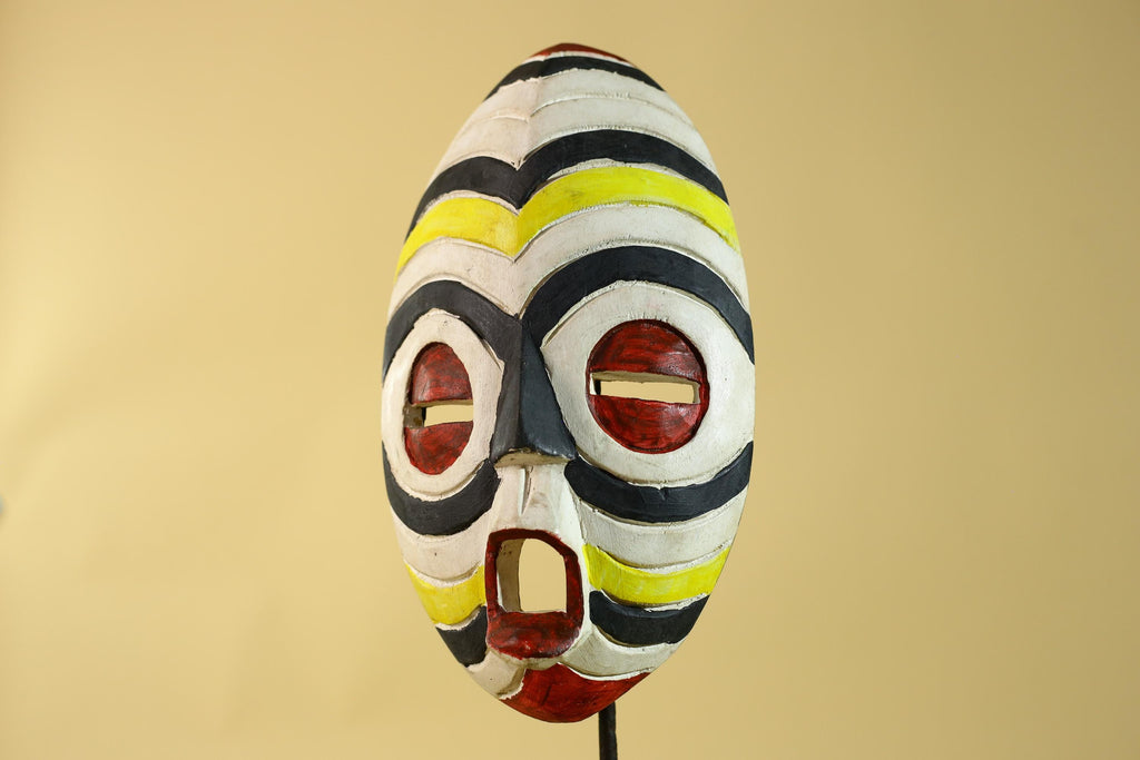 African Tribal Wall Mask – Hand Carved Painted Wood Face Mask-G6209