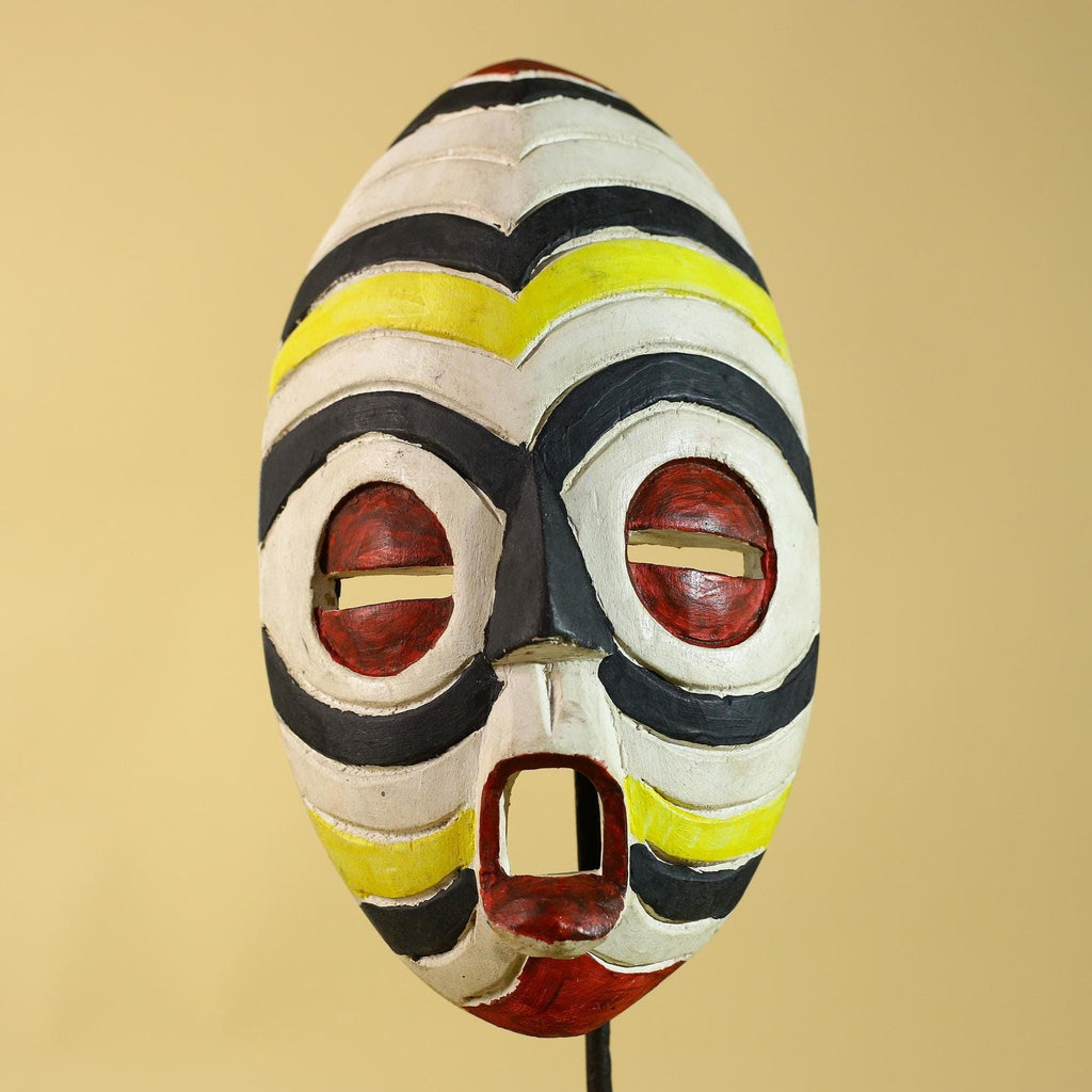 African Tribal Wall Mask – Hand Carved Painted Wood Face Mask-G6209