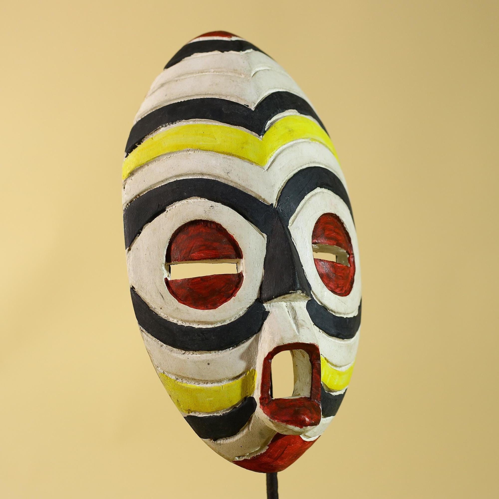 African Tribal Wall Mask – Hand Carved Painted Wood Face Mask-G6209