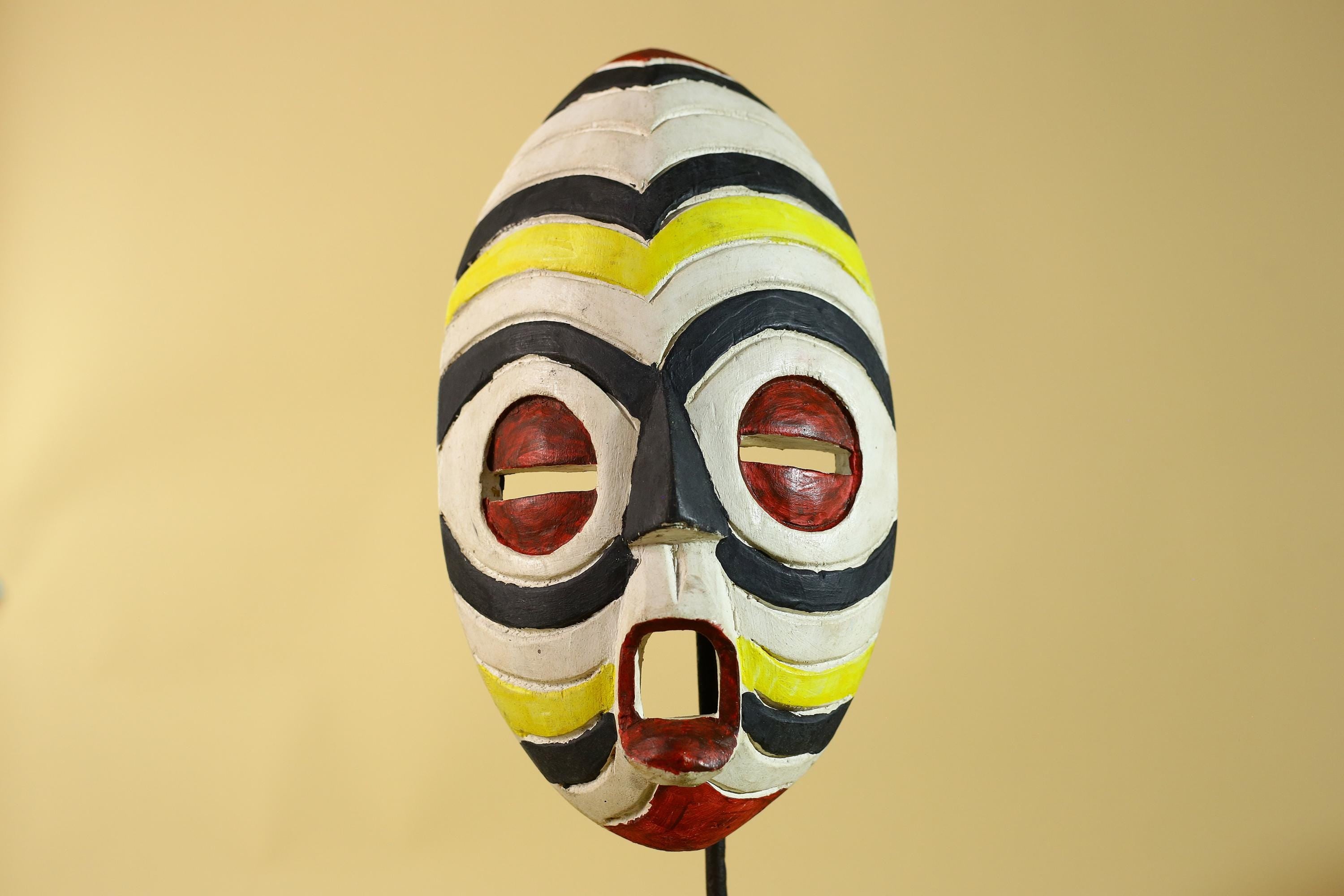 African Tribal Wall Mask – Hand Carved Painted Wood Face Mask-G6209