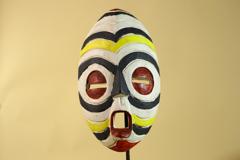 African Tribal Wall Mask – Hand Carved Painted Wood Face Mask-G6209