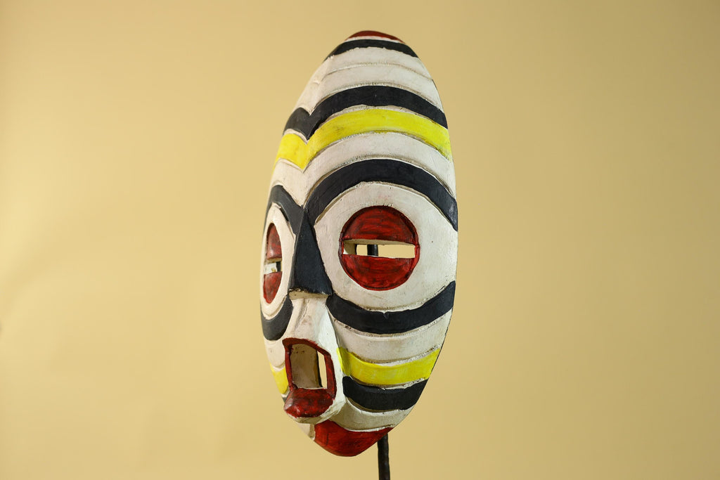 African Tribal Wall Mask – Hand Carved Painted Wood Face Mask-G6209