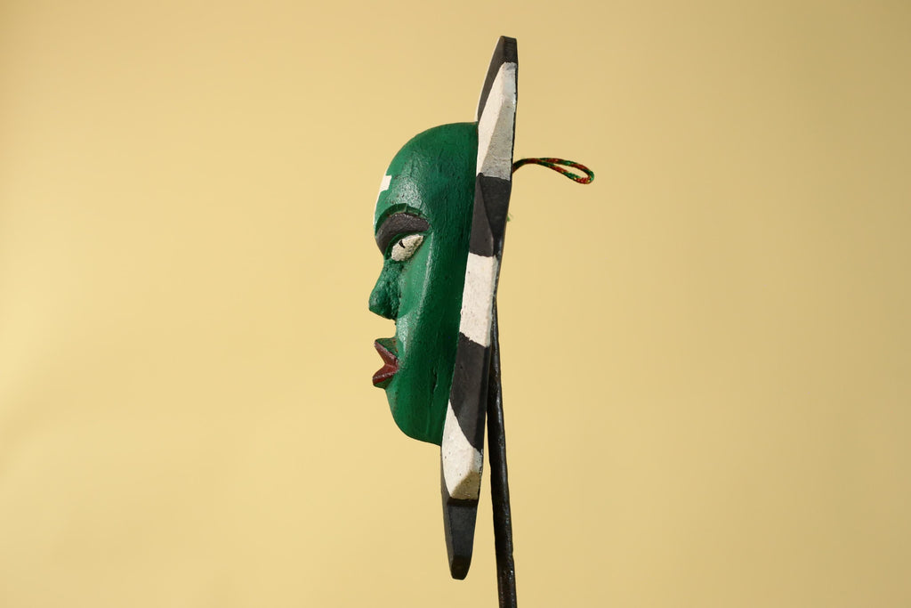 African Kongo Style Ritual Mask, Hand Carved Wooden Mask with Cross Symbol-G6210