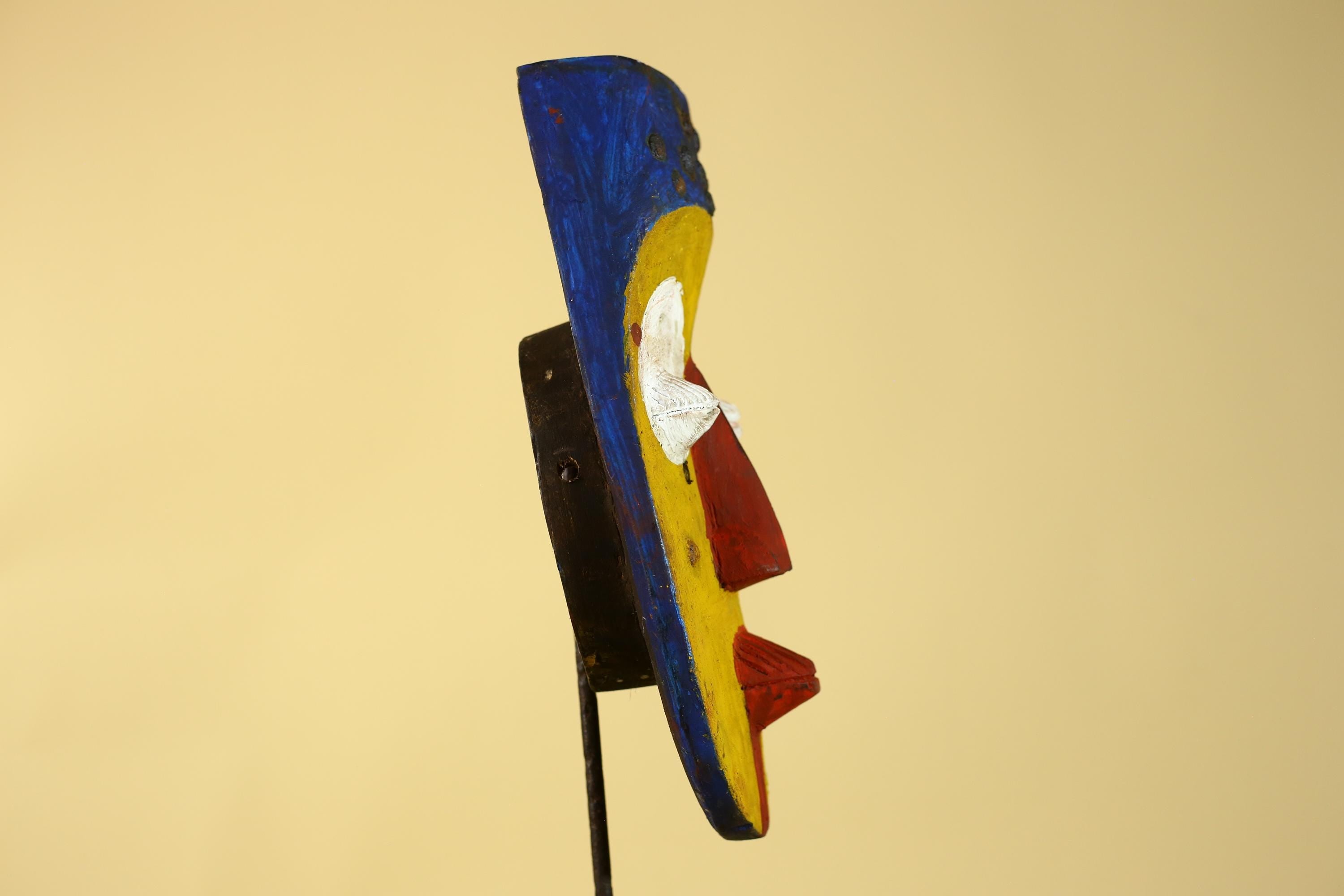 African Tribal Wall Mask, Hand Carved Painted Wooden Face Mask Art-G6211
