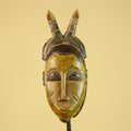 African Baule Horned Mask Wood Carving – West African Tribal Ritual Art-G6214