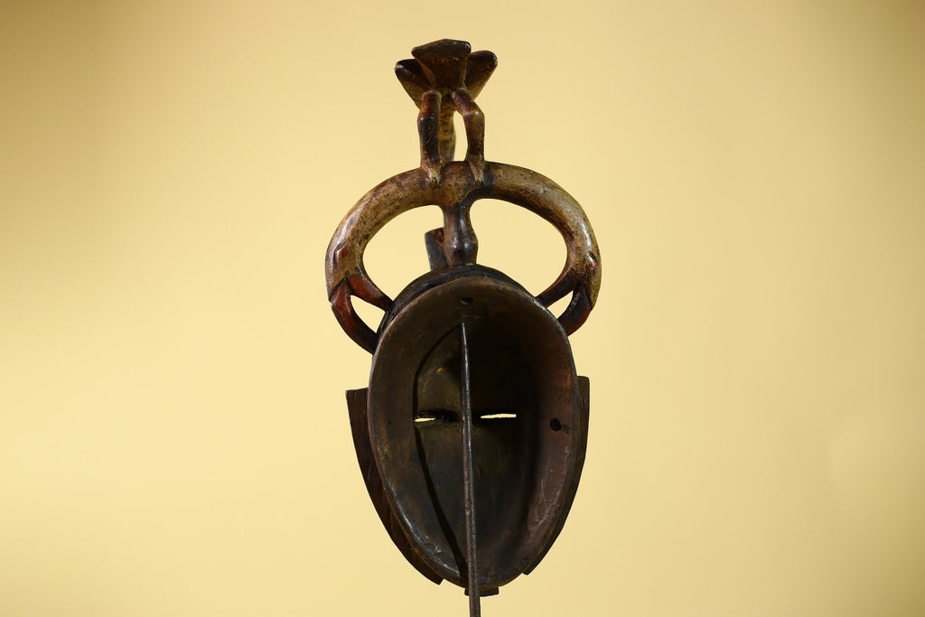 African Mask Baule Bird Crest Wooden cote d'ivoire Art Tribal Wall Decor-G6116