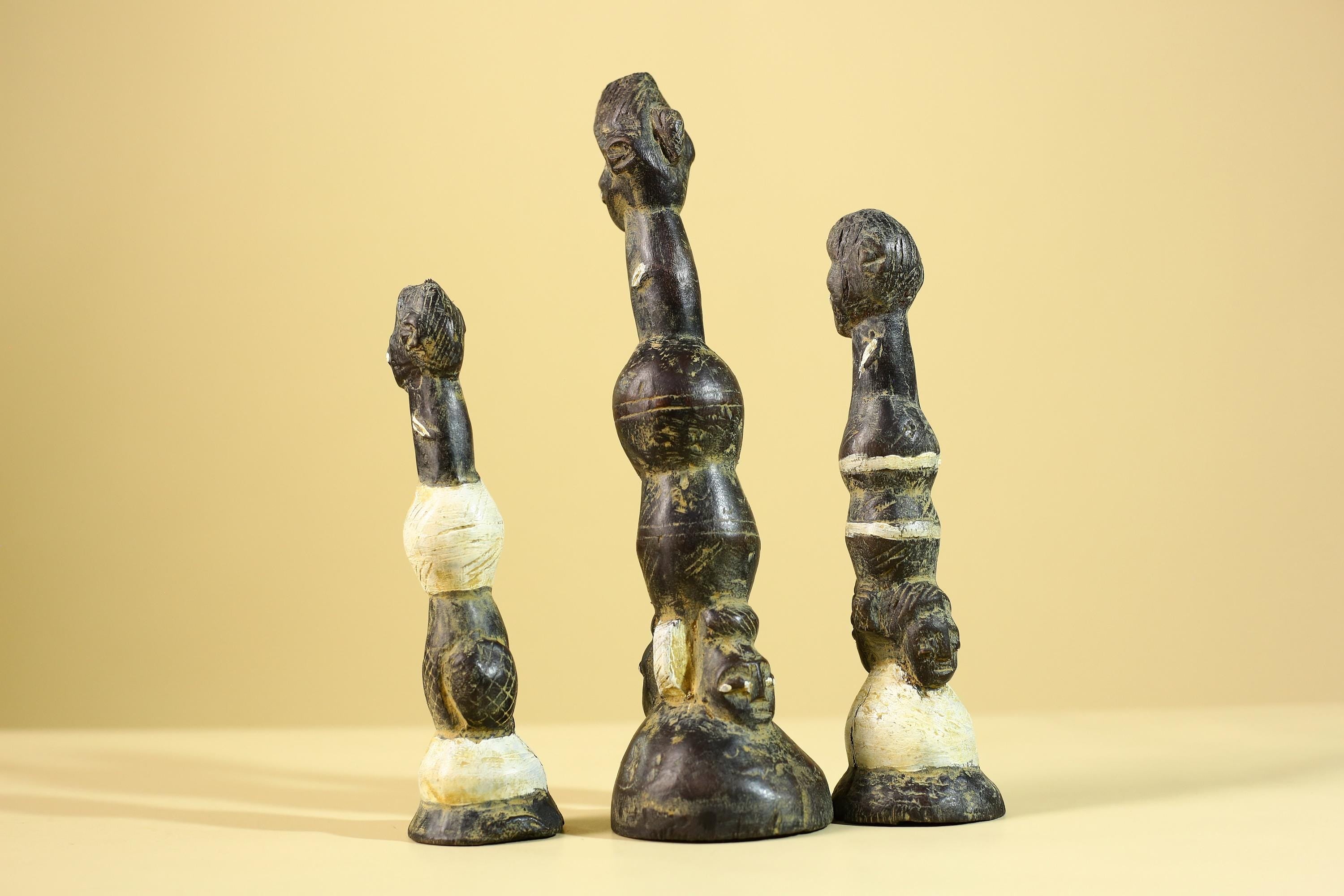 African Art Baule Figures Set – Handmade Wooden African Ancestral Doll-G6216