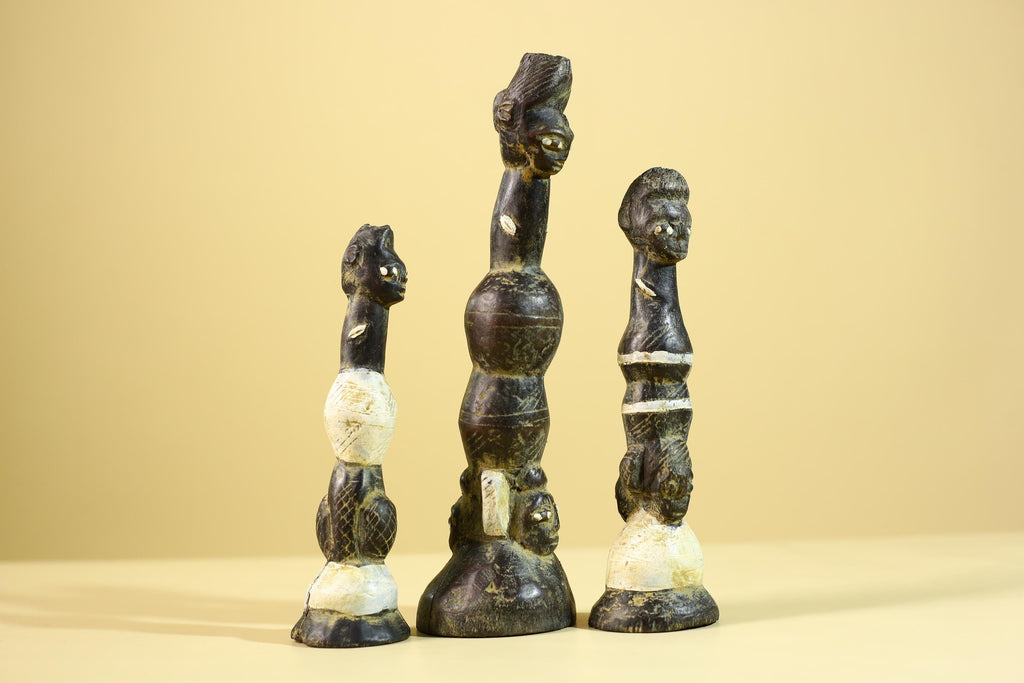African Art Baule Figures Set – Handmade Wooden African Ancestral Doll-G6216