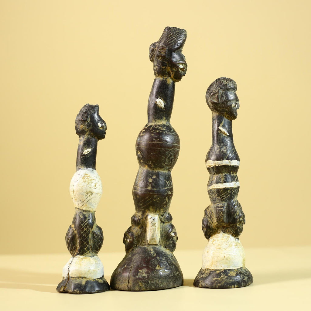 African Art Baule Figures Set – Handmade Wooden African Ancestral Doll-G6216