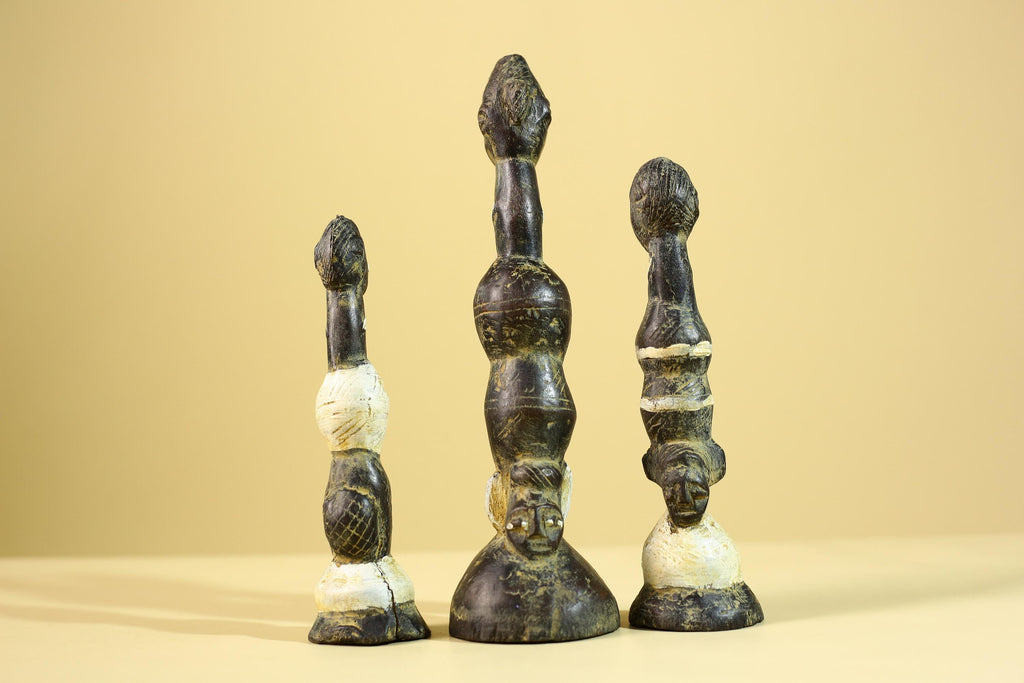 African Art Baule Figures Set – Handmade Wooden African Ancestral Doll-G6216