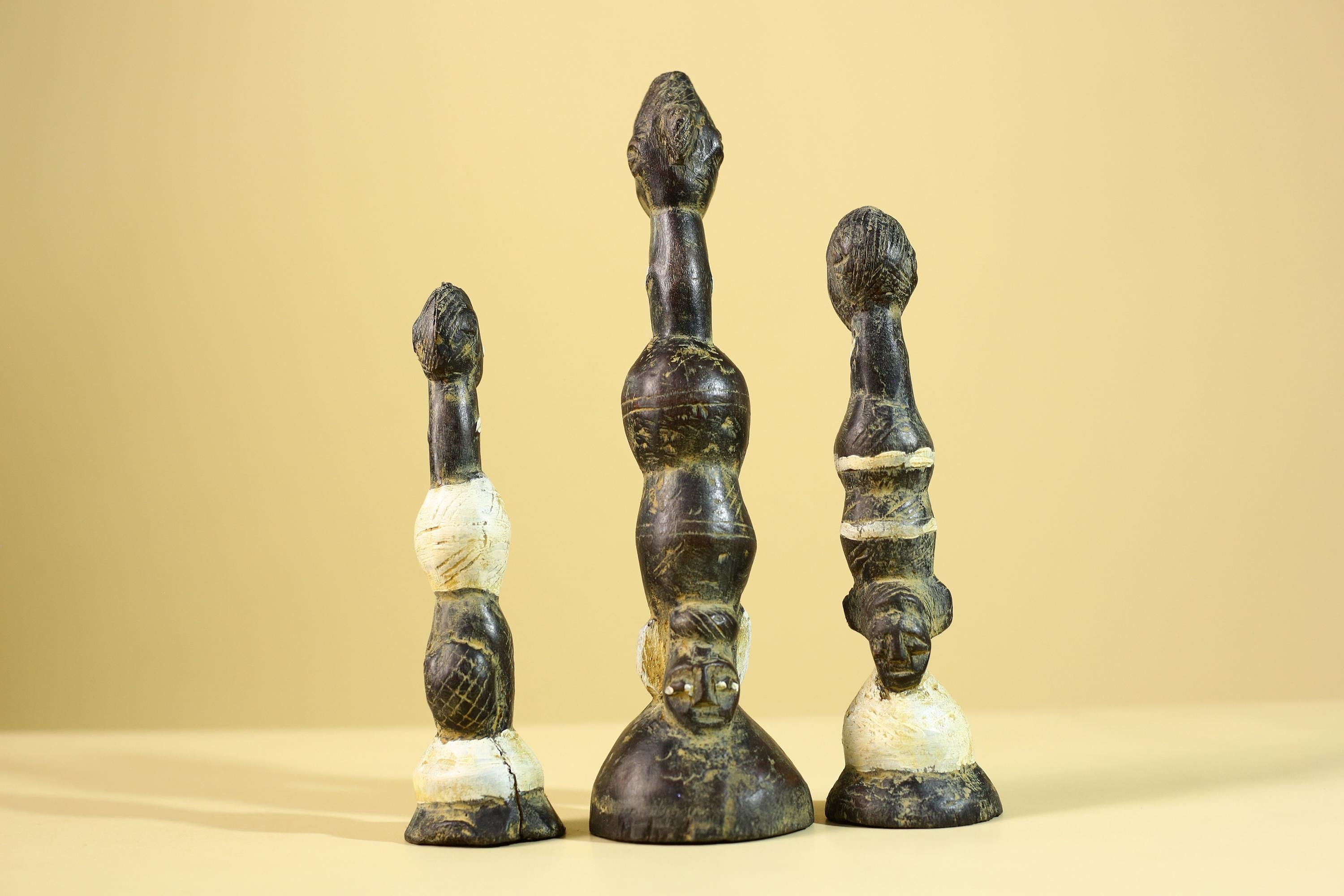 African Art Baule Figures Set – Handmade Wooden African Ancestral Doll-G6216