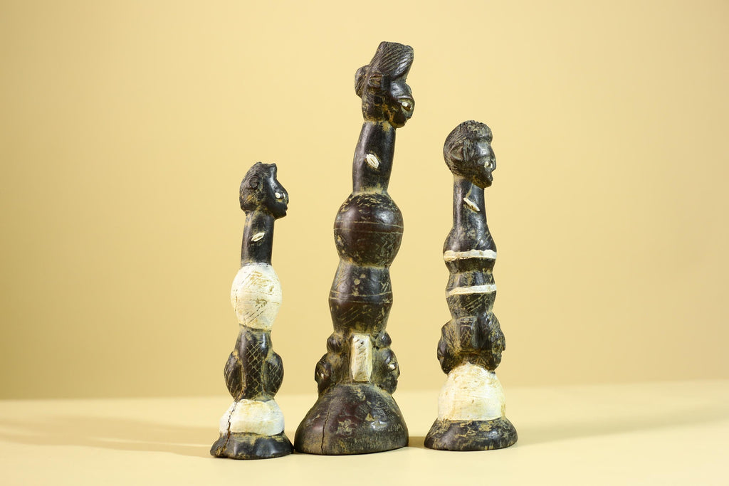 African Art Baule Figures Set – Handmade Wooden African Ancestral Doll-G6216