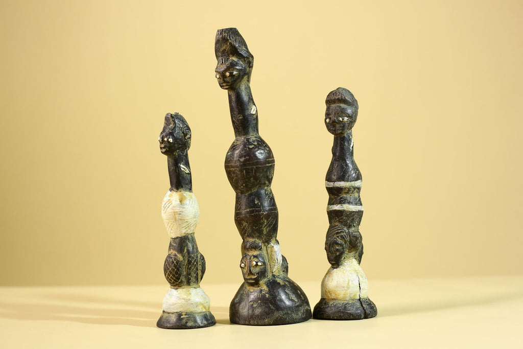 African Art Baule Figures Set – Handmade Wooden African Ancestral Doll-G6216