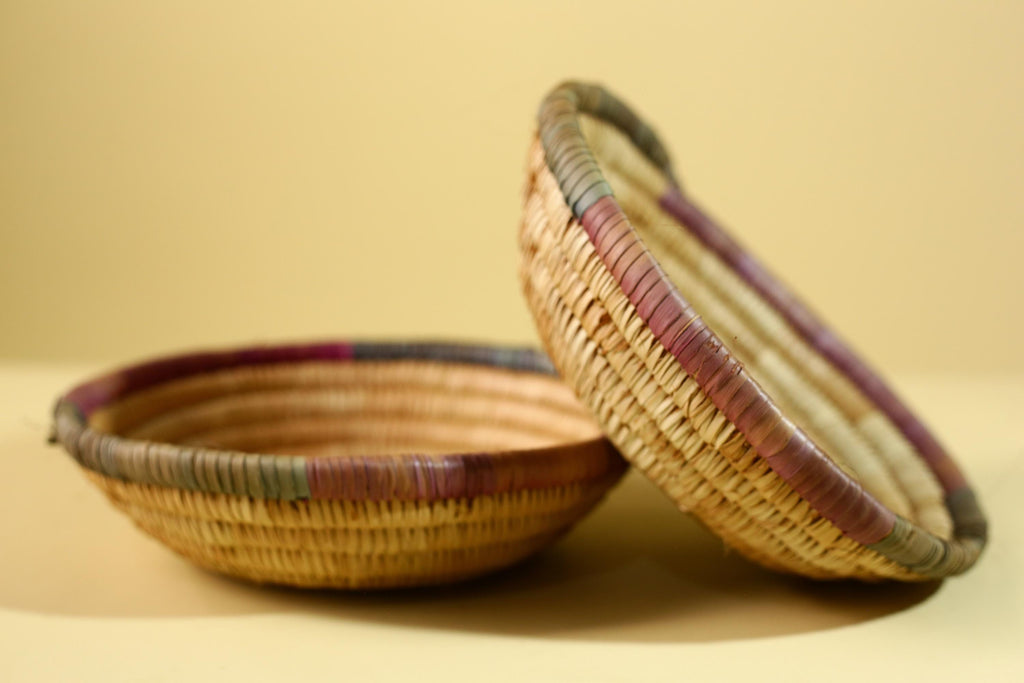 African Handwoven Basket with Lid – Tribal Woven Storage Basket Decor-G6218