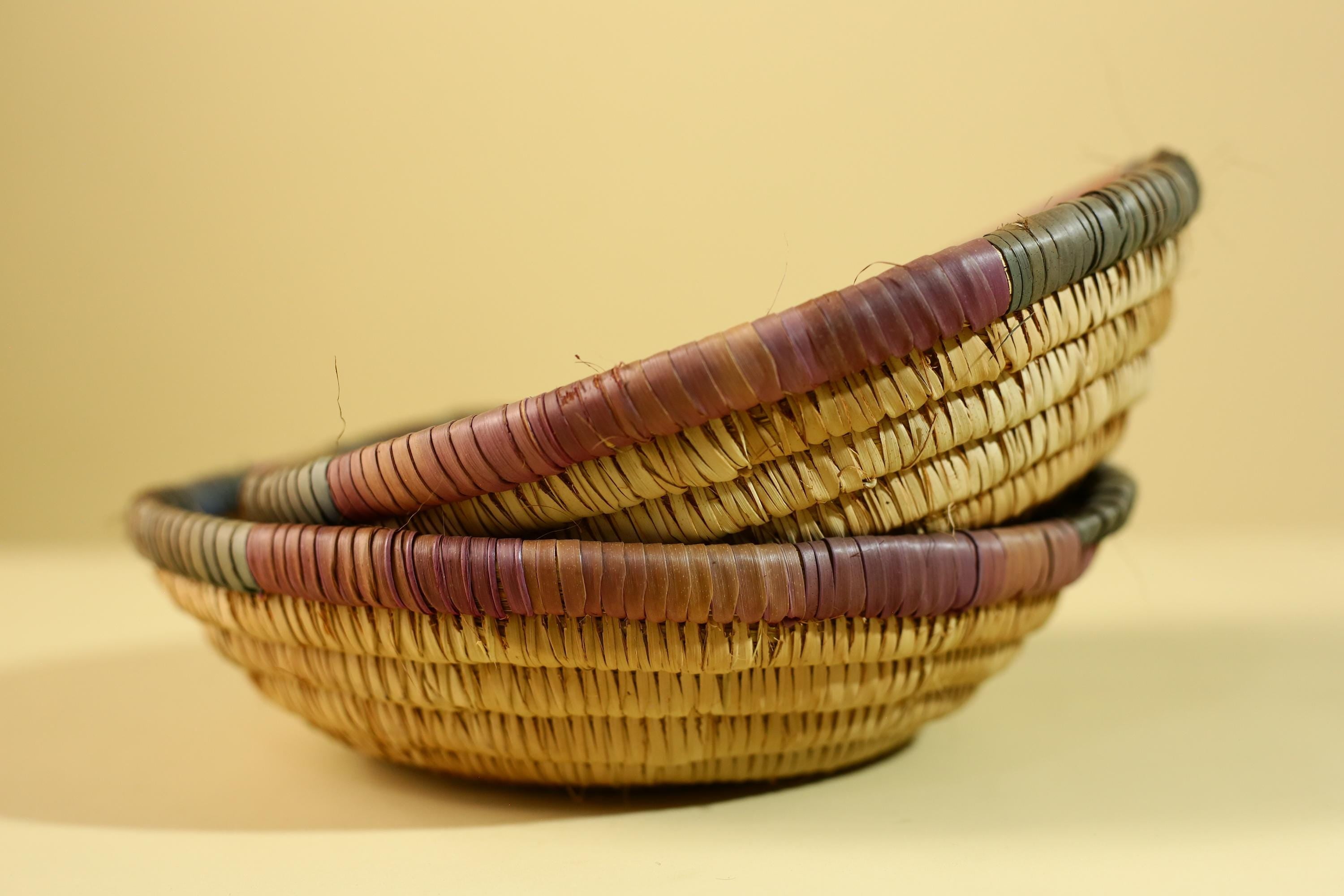 African Handwoven Basket with Lid – Tribal Woven Storage Basket Decor-G6218