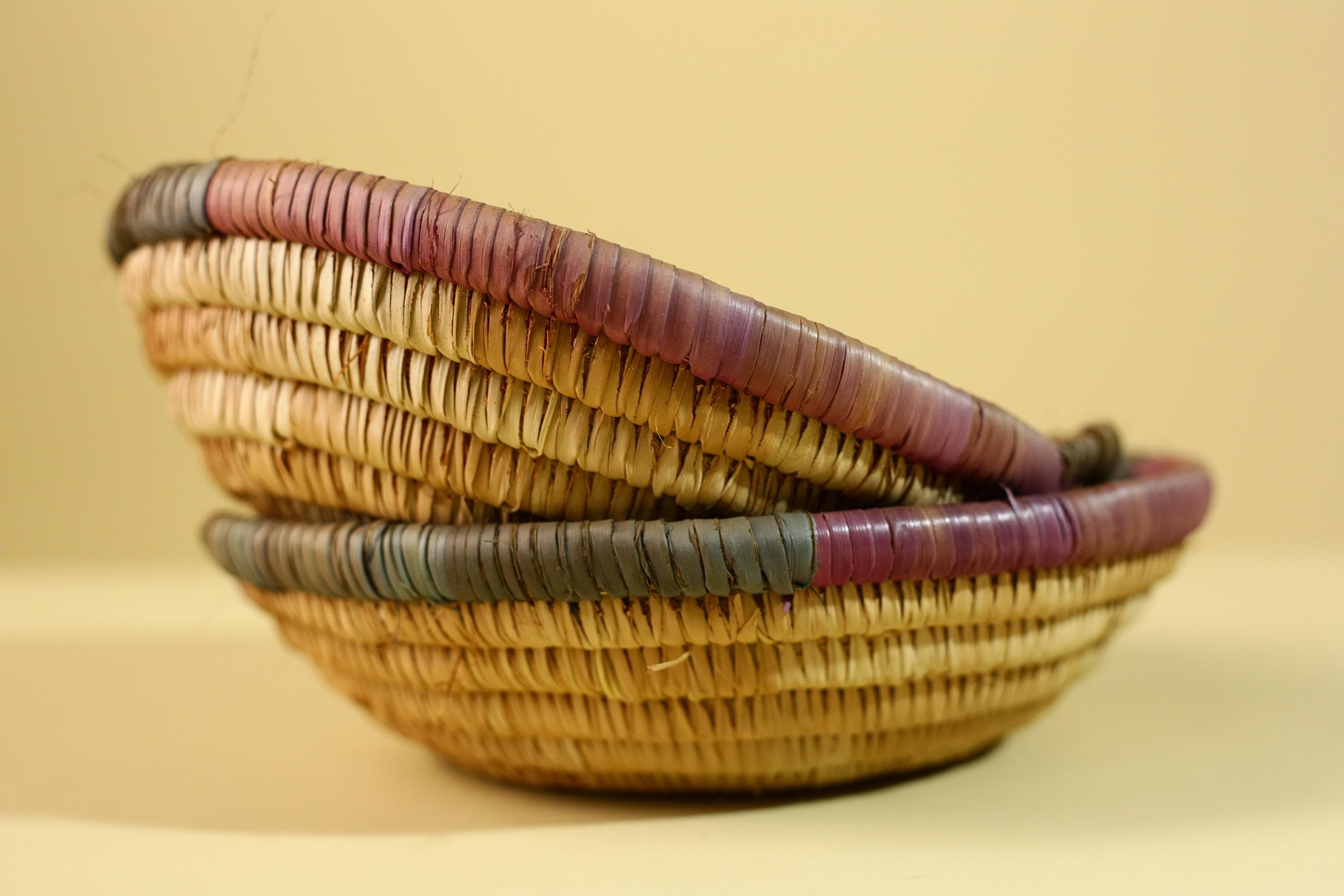 African Handwoven Basket with Lid – Tribal Woven Storage Basket Decor-G6218