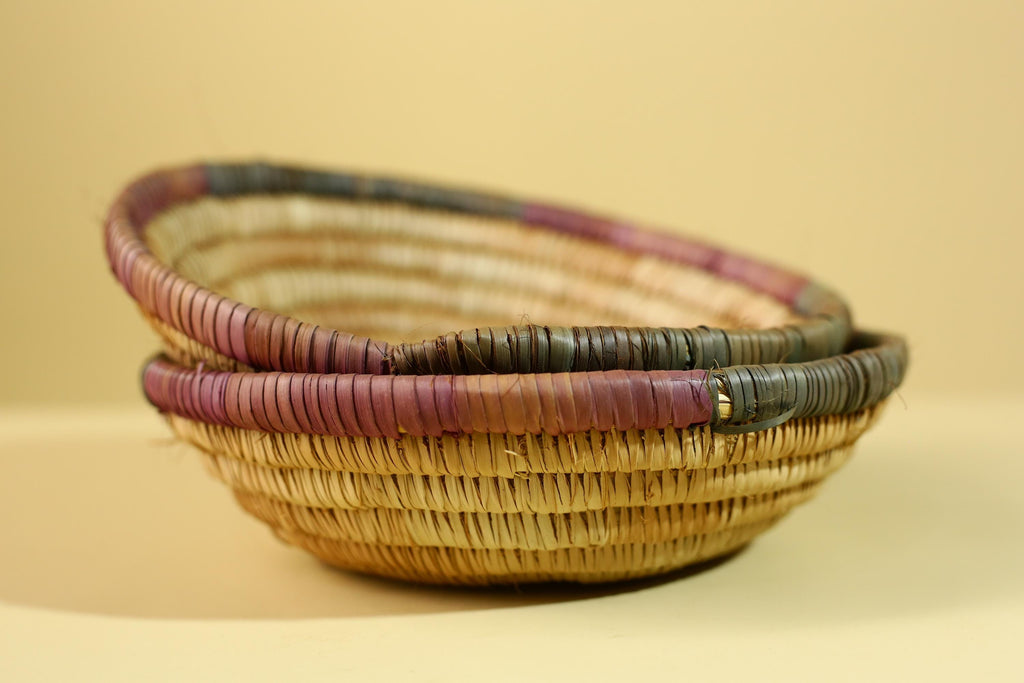 African Handwoven Basket with Lid – Tribal Woven Storage Basket Decor-G6218