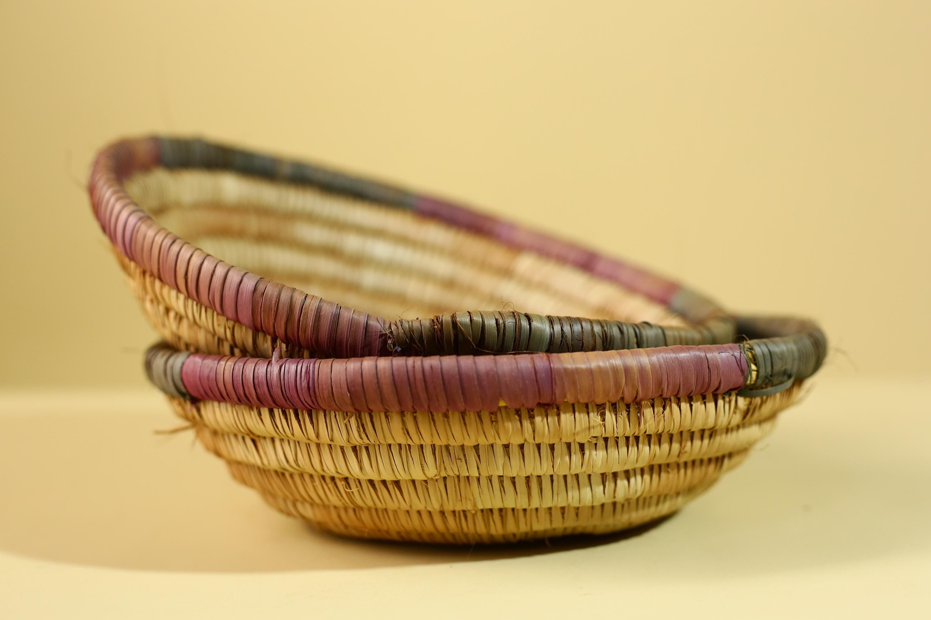 African Handwoven Basket with Lid – Tribal Woven Storage Basket Decor-G6218