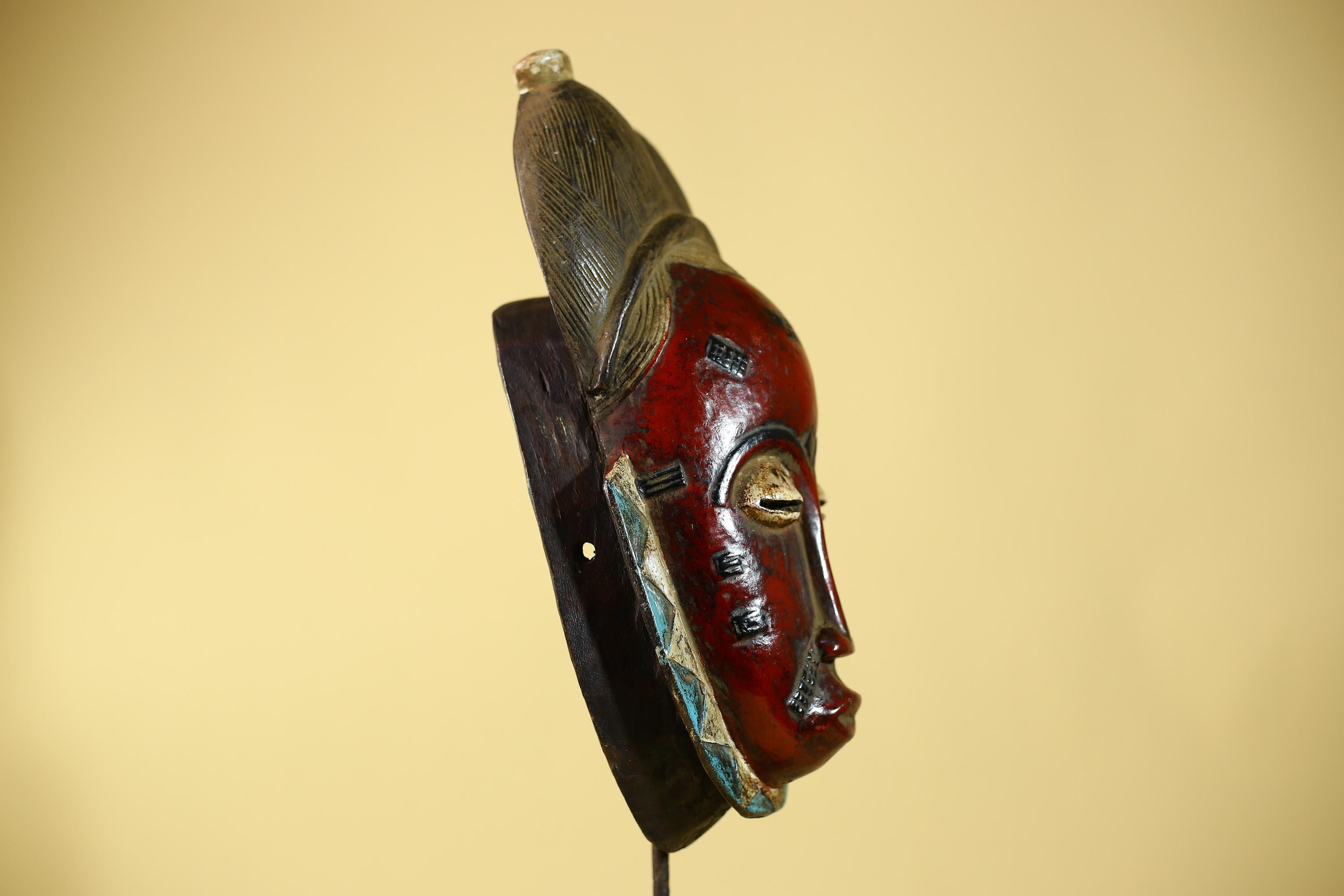 Hand Carved Guro  African Mask Tribal Wall Art: Authentic African Wood Sculpture-G6124