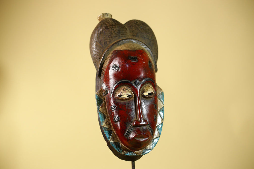 Hand Carved Guro  African Mask Tribal Wall Art: Authentic African Wood Sculpture-G6124