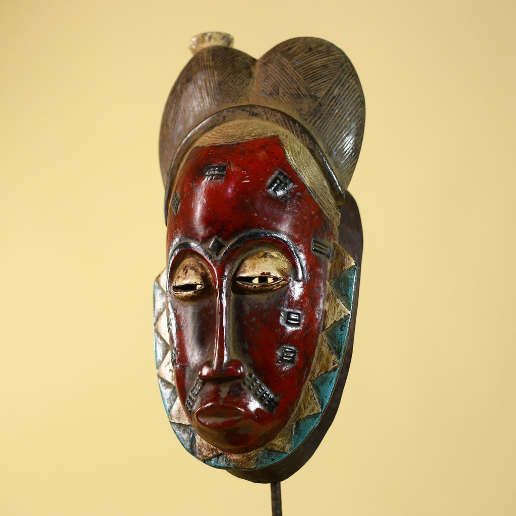 Hand Carved Guro  African Mask Tribal Wall Art: Authentic African Wood Sculpture-G6124