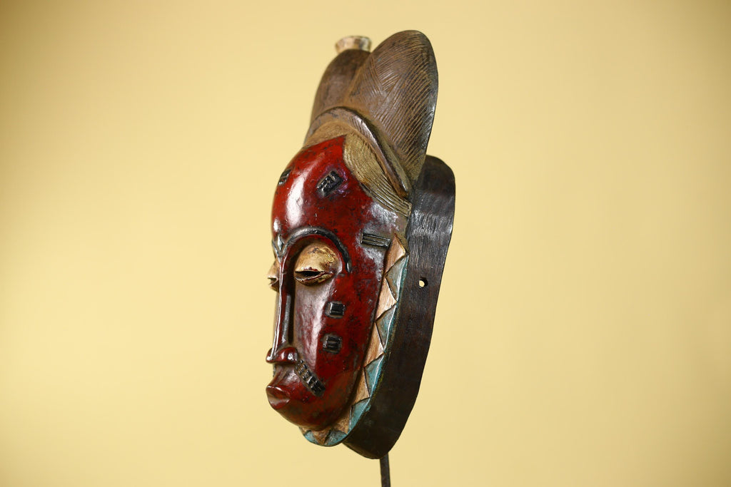 Hand Carved Guro  African Mask Tribal Wall Art: Authentic African Wood Sculpture-G6124