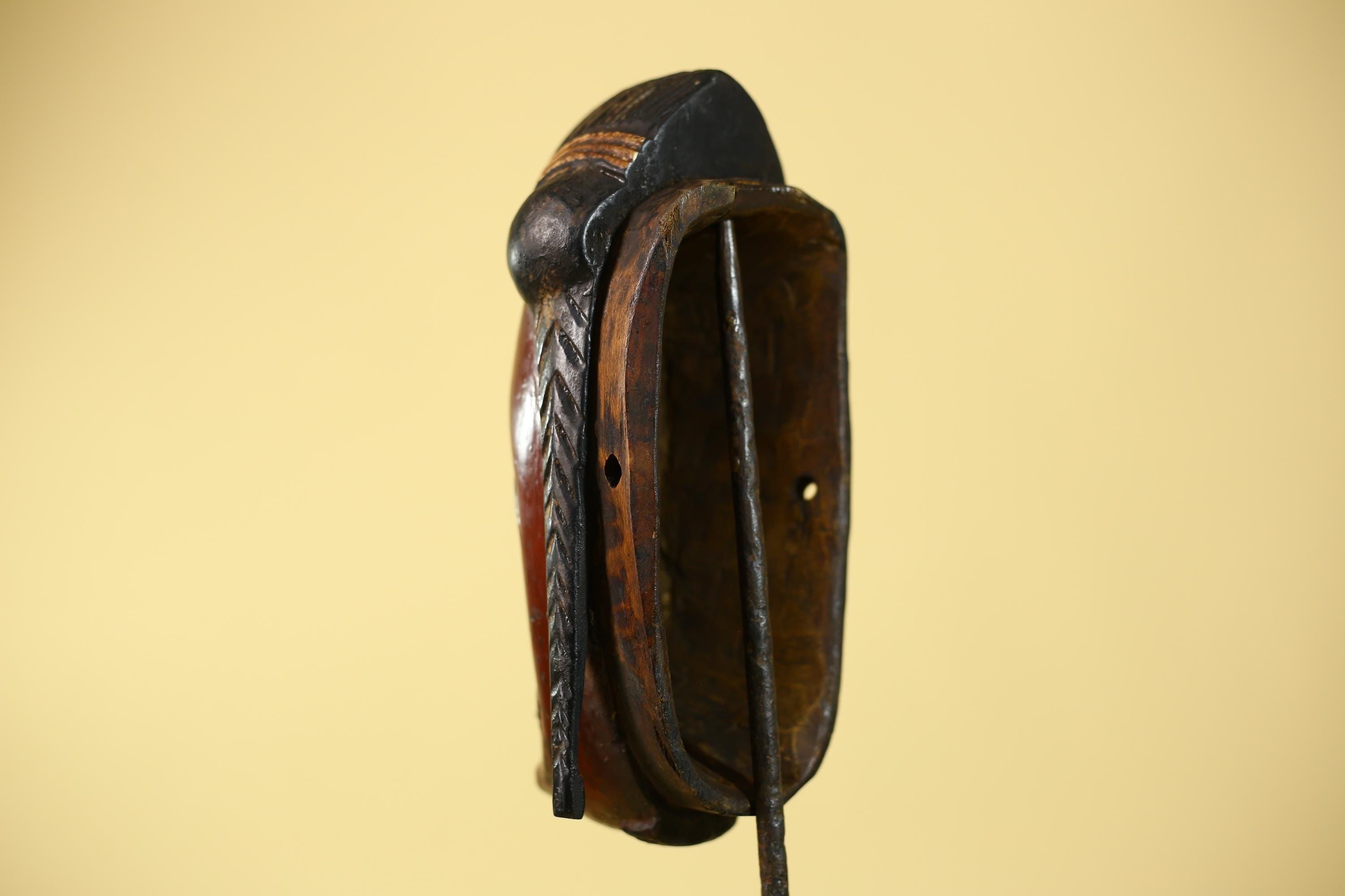 Handcrafted African Guro Mask: Dark-Red Face Tribal Wood Sculpture Ethnic-G6125