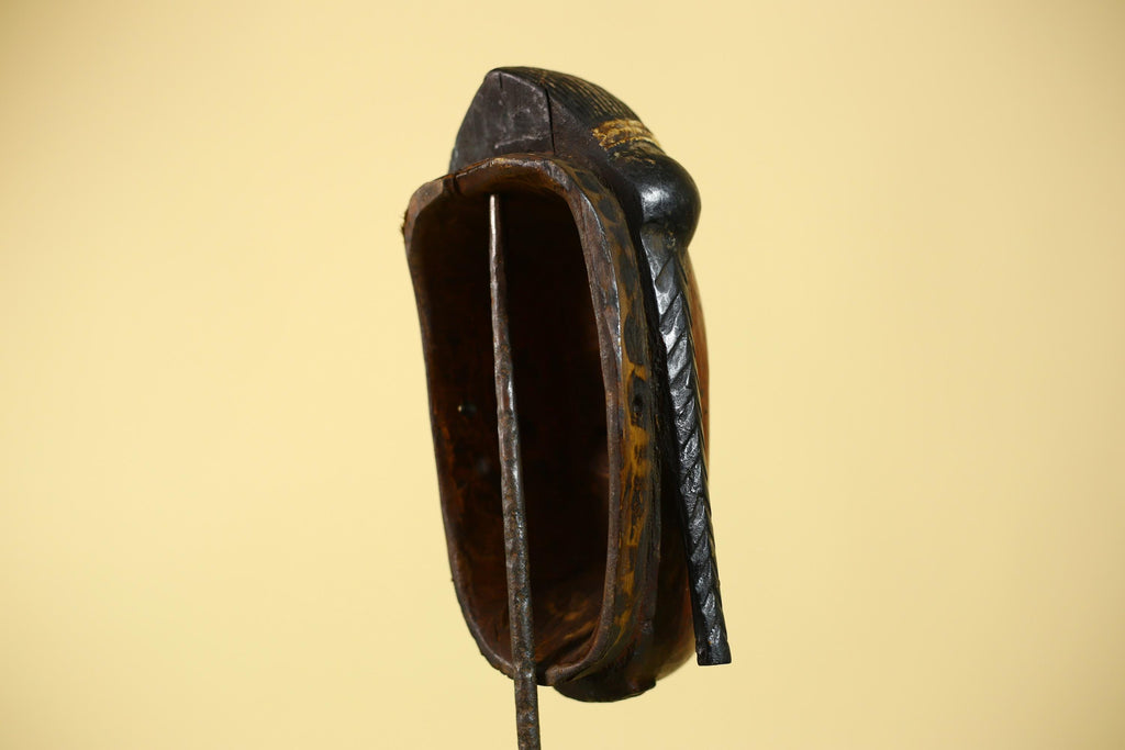 Handcrafted African Guro Mask: Dark-Red Face Tribal Wood Sculpture Ethnic-G6125