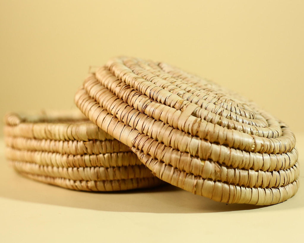 Handwoven African Lidded Basket, Natural Fiber Storage Basket, Tribal Decor-G6219
