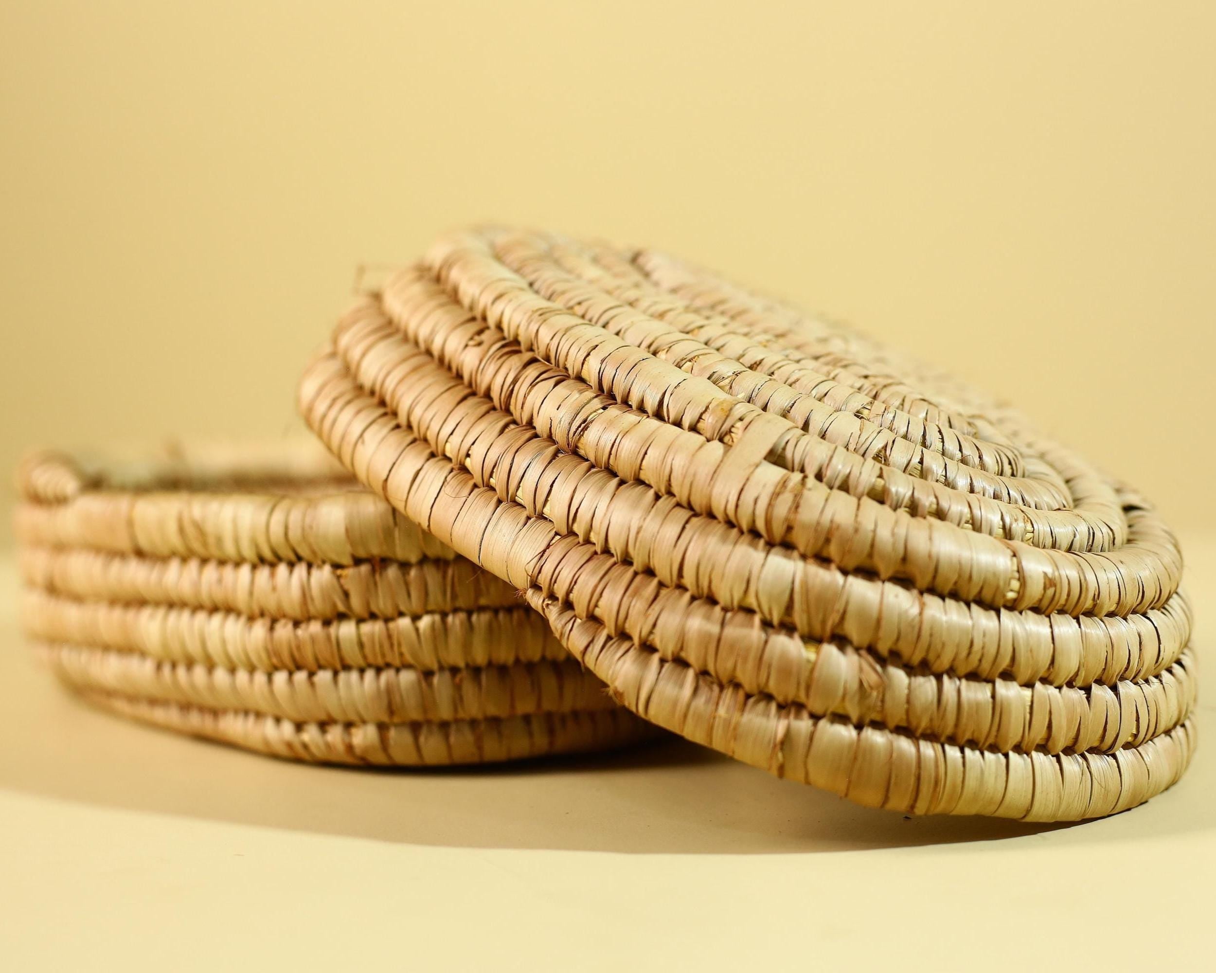 Handwoven African Lidded Basket, Natural Fiber Storage Basket, Tribal Decor-G6219