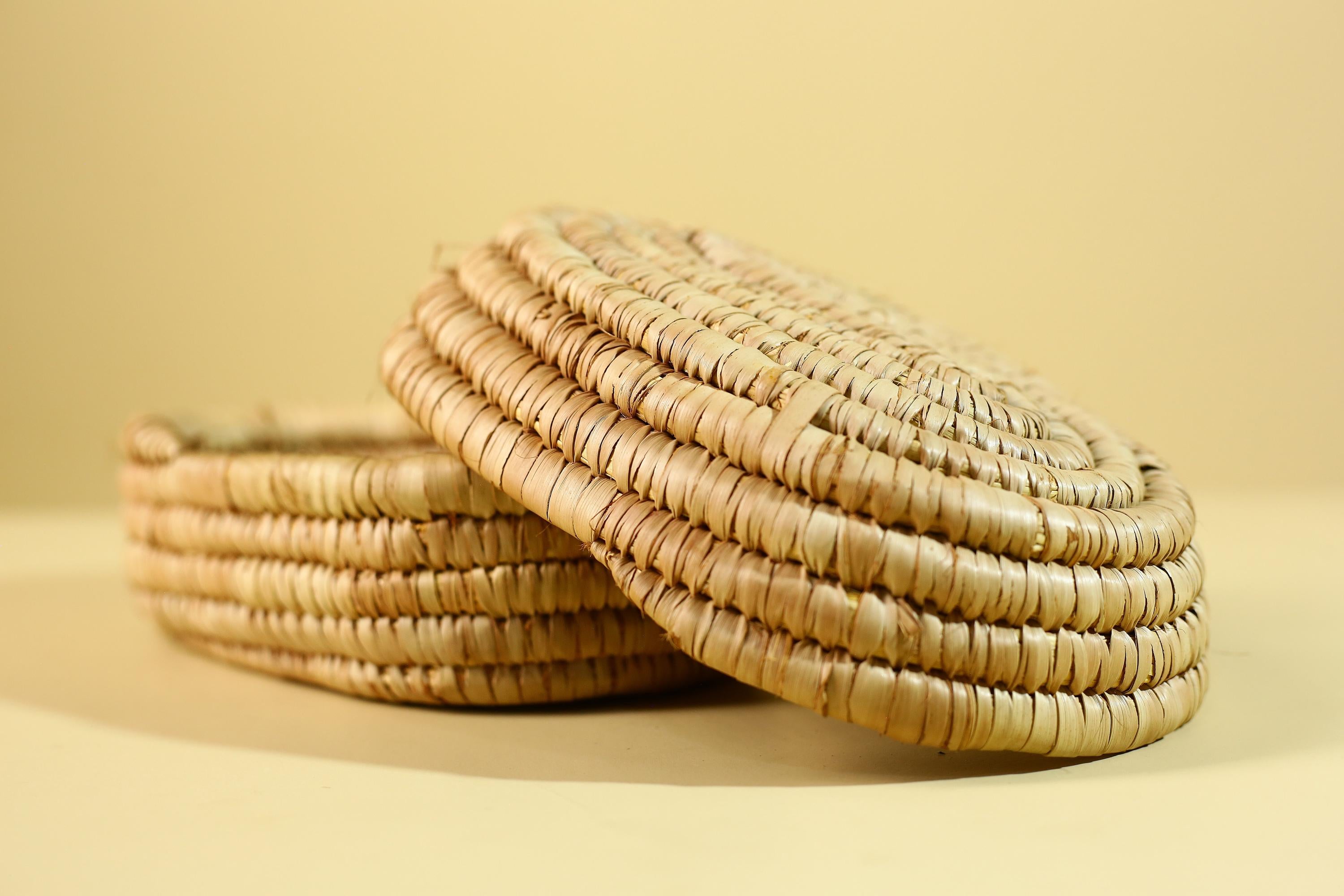 Handwoven African Lidded Basket, Natural Fiber Storage Basket, Tribal Decor-G6219