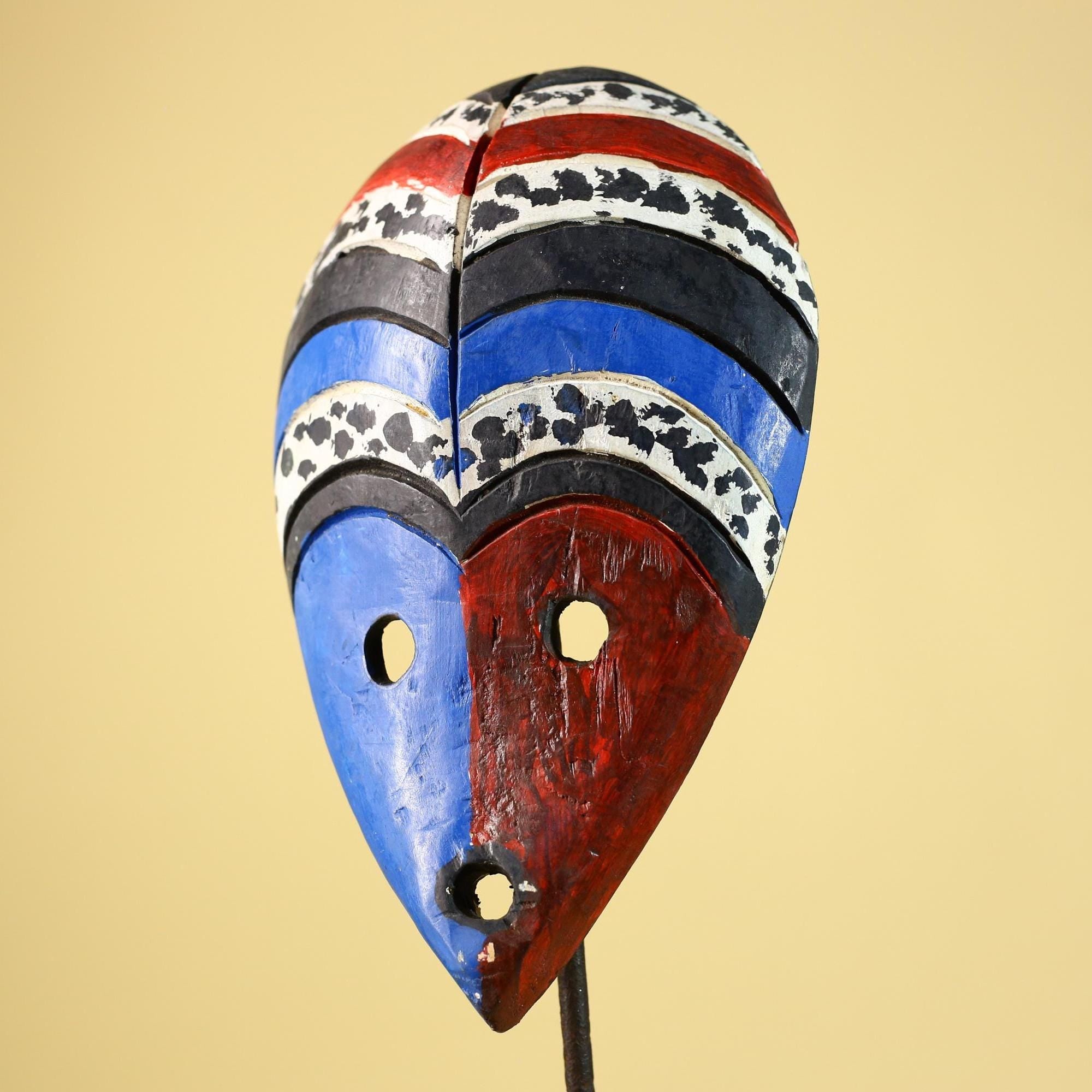 Hand Carved African Mask, Tribal Painted Face  Wall Art-G6220