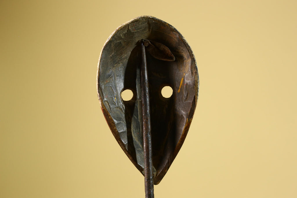 Hand Carved African Dan Mask, Red Tribal Face Mask, Wall Art Decor-G6221