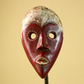 Hand Carved African Dan Mask, Red Tribal Face Mask, Wall Art Decor-G6221