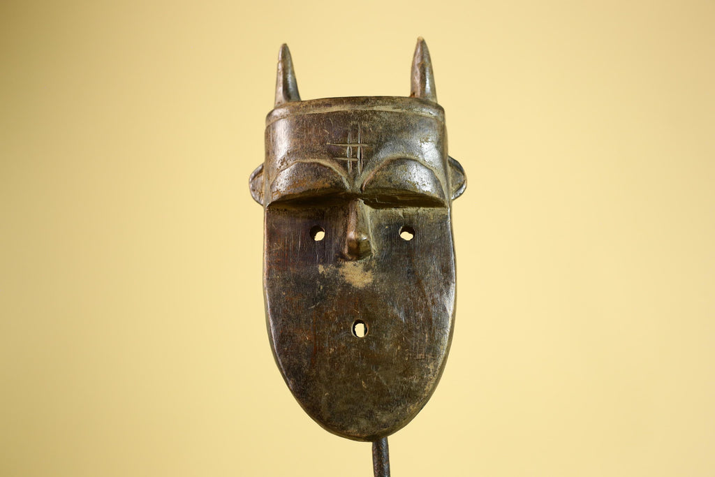 Dan Horned Mask | Hand Carved African Tribal Wood Mask-G6223