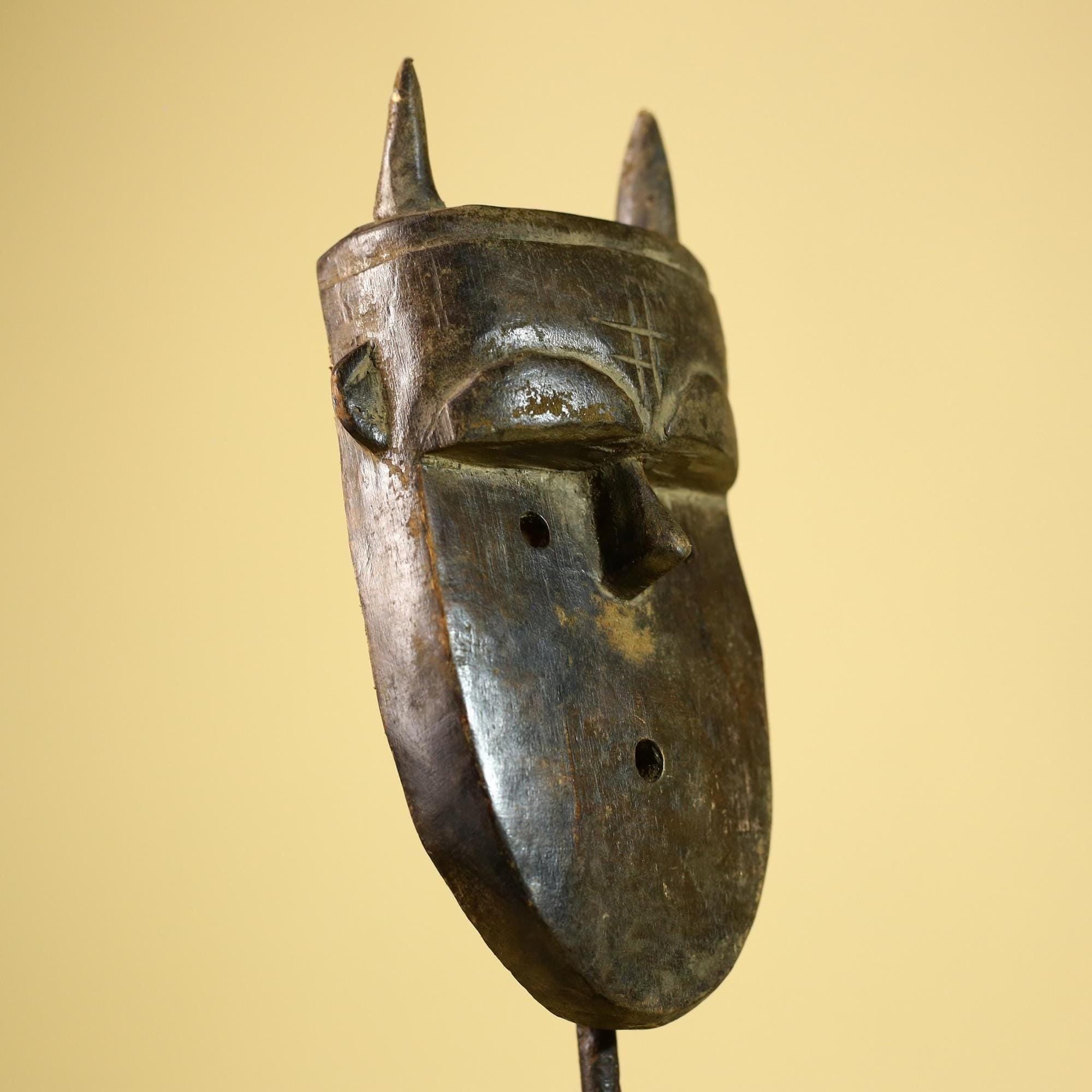 Dan Horned Mask | Hand Carved African Tribal Wood Mask-G6223