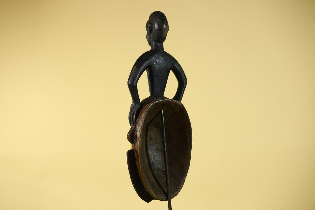 Handmade African Guro Mask with Standing Figure Hand Carved Wooden Tribal Art-G6129