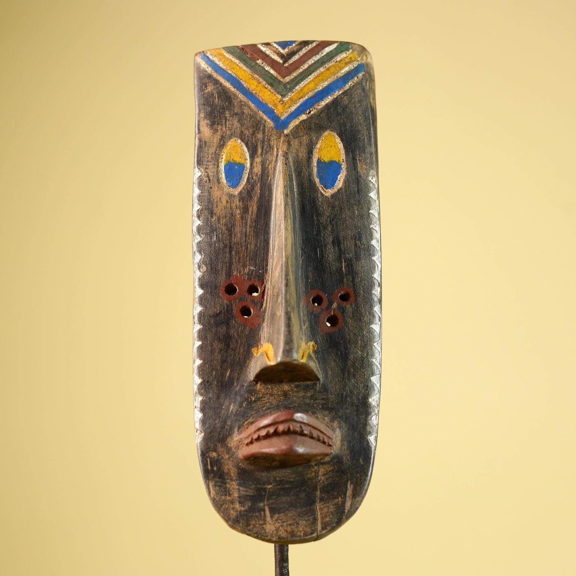 African Grebo Plank Mask from Liberia |  Vintage Tribal Wood Carving Decor-G6224