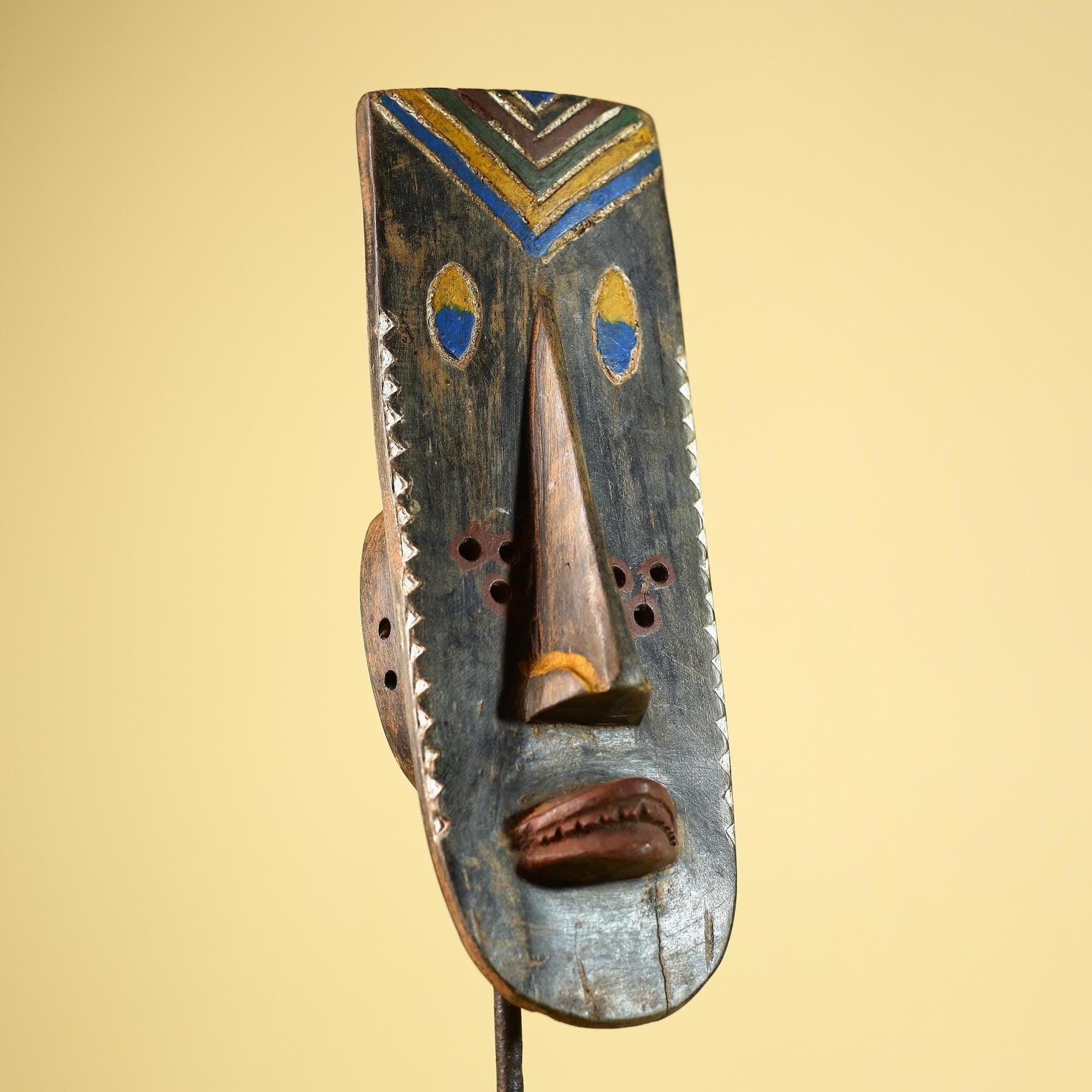 African Grebo Plank Mask from Liberia |  Vintage Tribal Wood Carving Decor-G6224