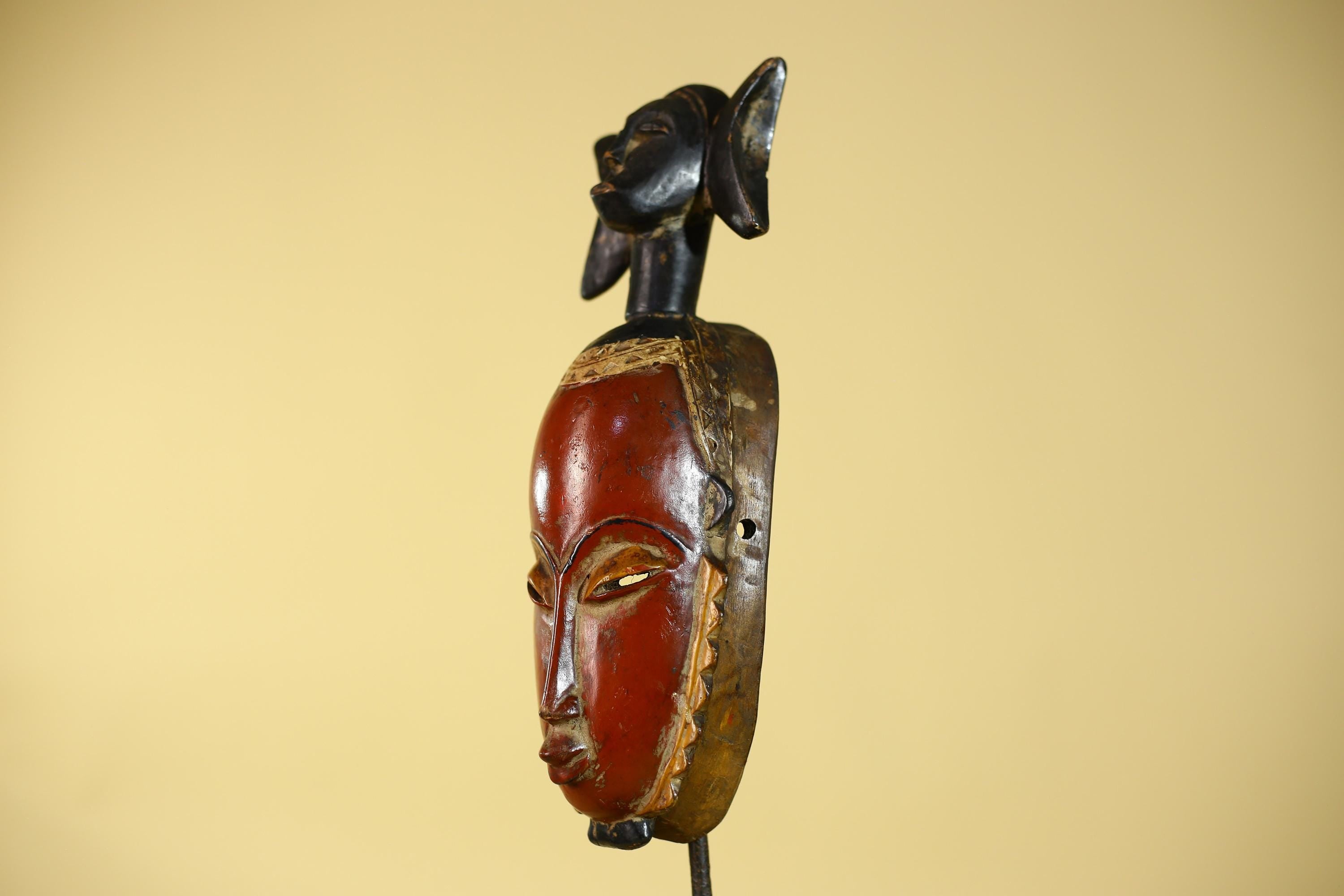 African Mask Baule Style Wooden Tribal Wall Art Vintage African Art-G6131