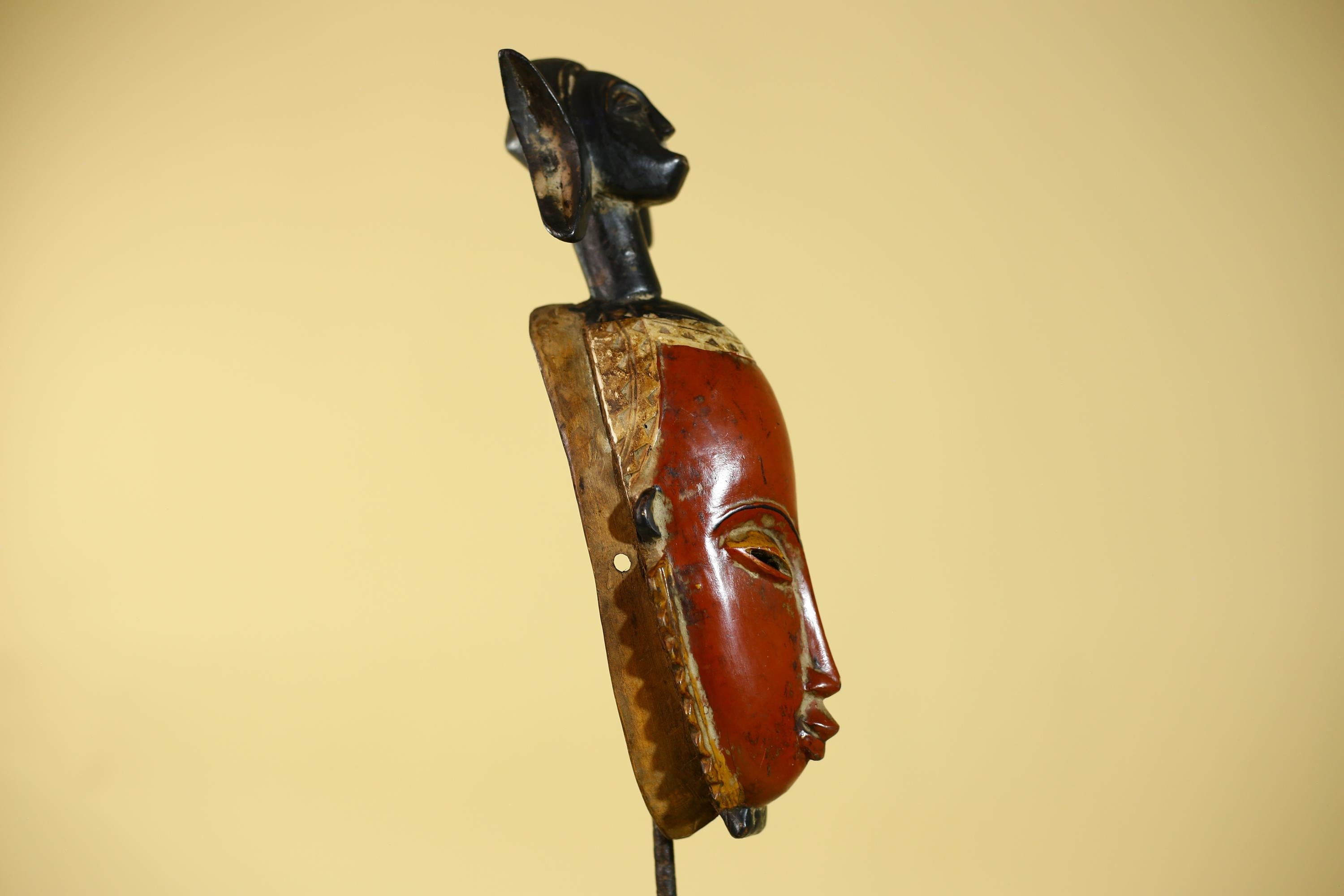 African Mask Baule Style Wooden Tribal Wall Art Vintage African Art-G6131