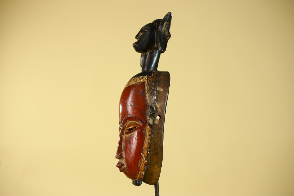 African Mask Baule Style Wooden Tribal Wall Art Vintage African Art-G6131