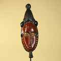 African Mask Baule Style With Tall Crest Wooden Tribal Wall Art Vintage-G6132