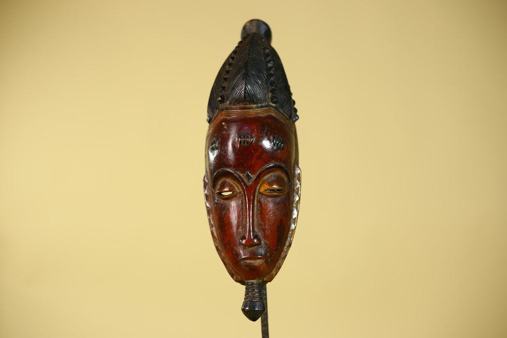 Vintage Baule African Mask Hand Carved Wood Tribal Wall Art-G6134