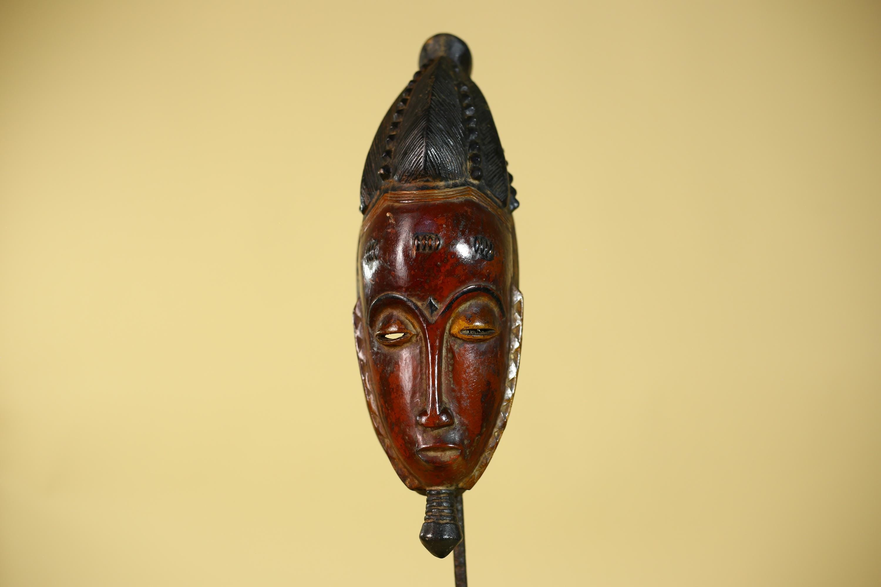 Vintage Baule African Mask Hand Carved Wood Tribal Wall Art-G6134