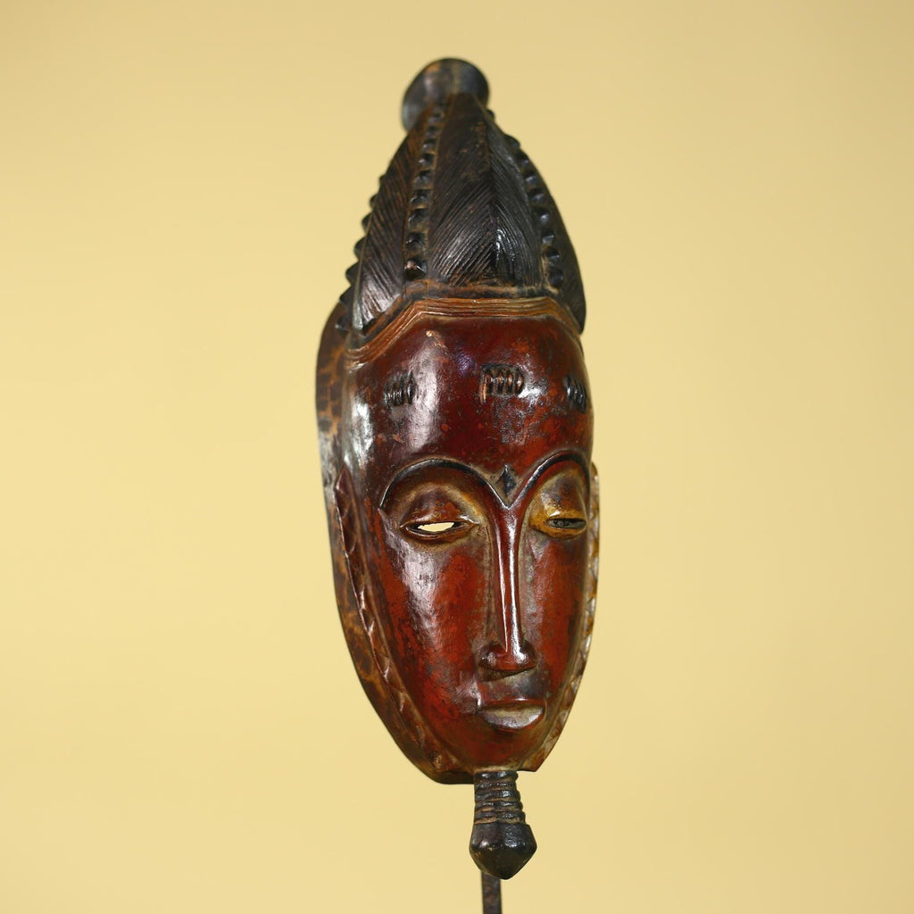 Vintage Baule African Mask Hand Carved Wood Tribal Wall Art-G6134