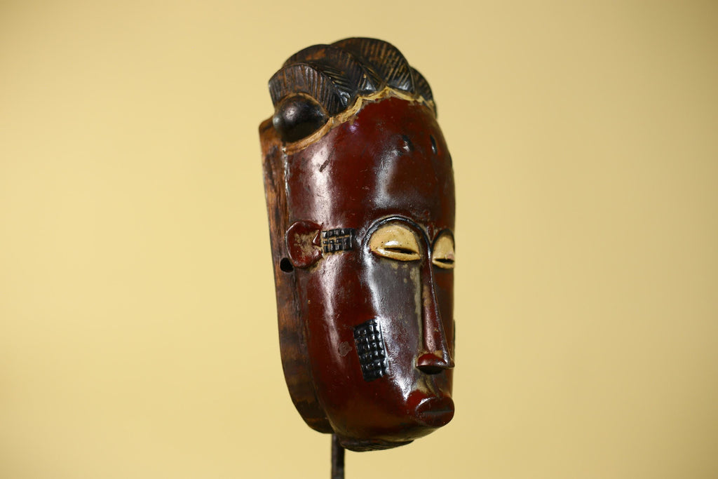 Handmade Baule African Mask : Hand Carved Wood Tribal Wall Art Decor-G6135